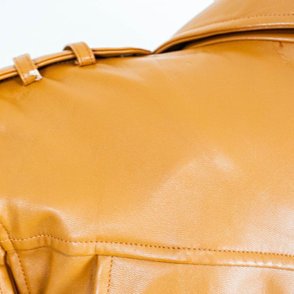 House of CB Carson Vegan Leather Biker Moto Jacket in tan size Small - Picture 9 of 11